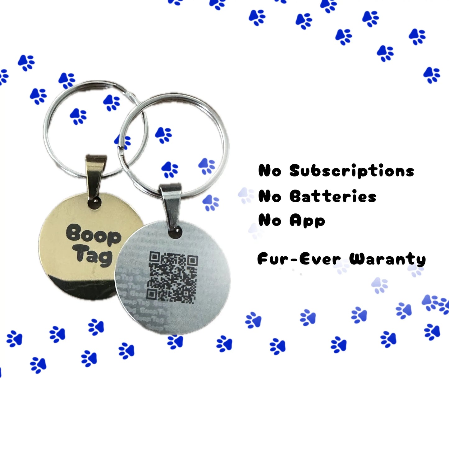 Boop Tag - Stainless Steel, Smart Qr Pet Tag