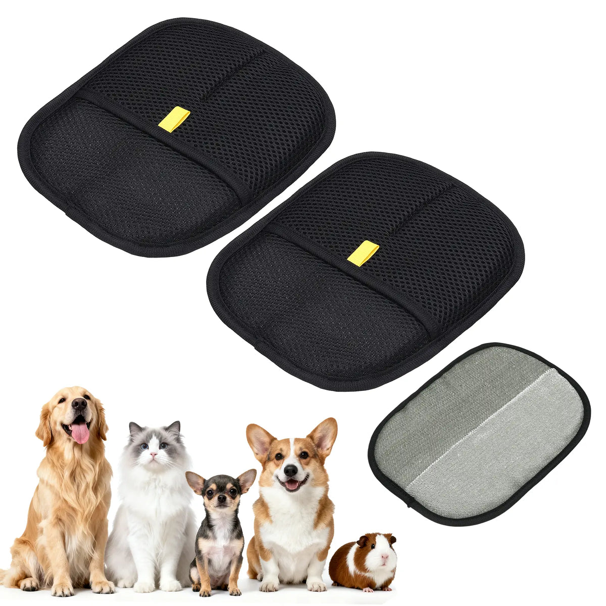 PETAXCELL Pet Hair Removal Gloves 2Pcs, Reusable Electrostatic Pet Gloves for Cats Dogs Grooming, Thickened, Intended for Clothing/Couch/Carpet/Car Seat