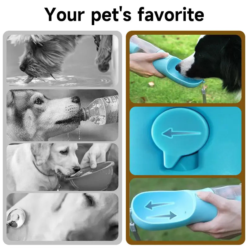 UFORU 3-in-1 Portable Water Bottle for Dogs with Food Treat Container and Poop Bag Holder - Ideal for Outdoor Activities and Travel, Blue, 20oz