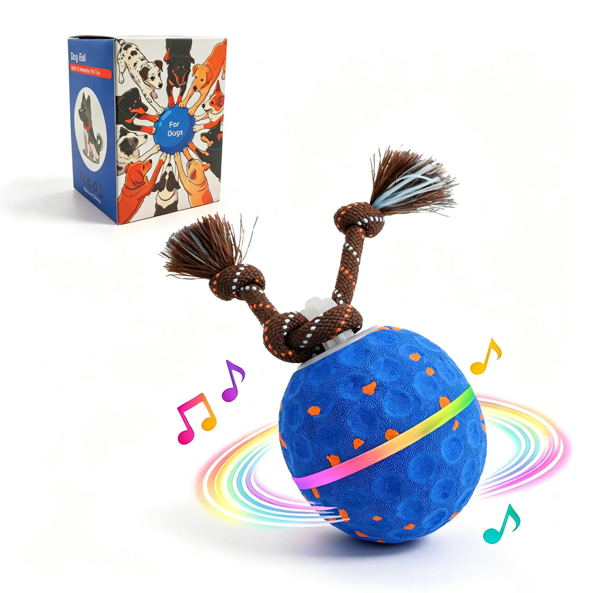 Interactive Dog Toys Ball for Boredom, 2 Modes Automatic Moving Bouncing Dog Toys for Aggressive Chewers, Durable E-TPU Smart Rolling Puppy Enrichment Toys with Rope for Medium Large Dogs