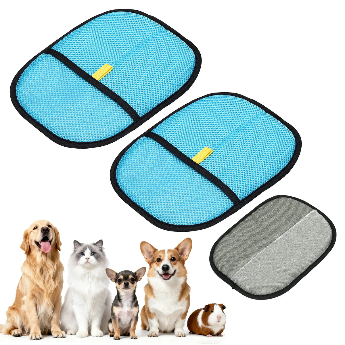 PETAXCELL Pet Hair Removal Gloves 2Pcs, Reusable Electrostatic Pet Gloves for Cats Dogs Grooming, Thickened, Intended for Clothing/Couch/Carpet/Car Seat