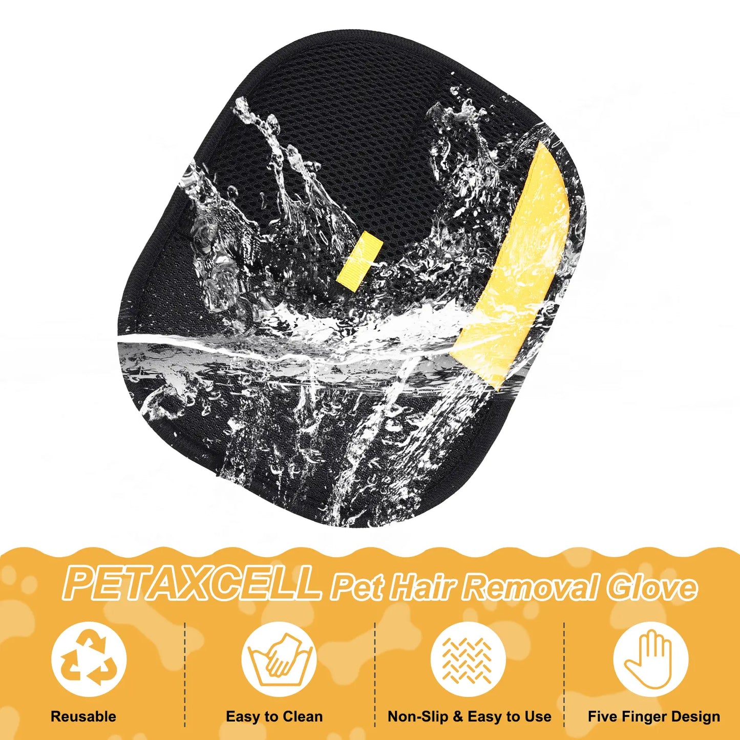 PETAXCELL Pet Hair Removal Gloves 2Pcs, Reusable Electrostatic Pet Gloves for Cats Dogs Grooming, Thickened, Intended for Clothing/Couch/Carpet/Car Seat