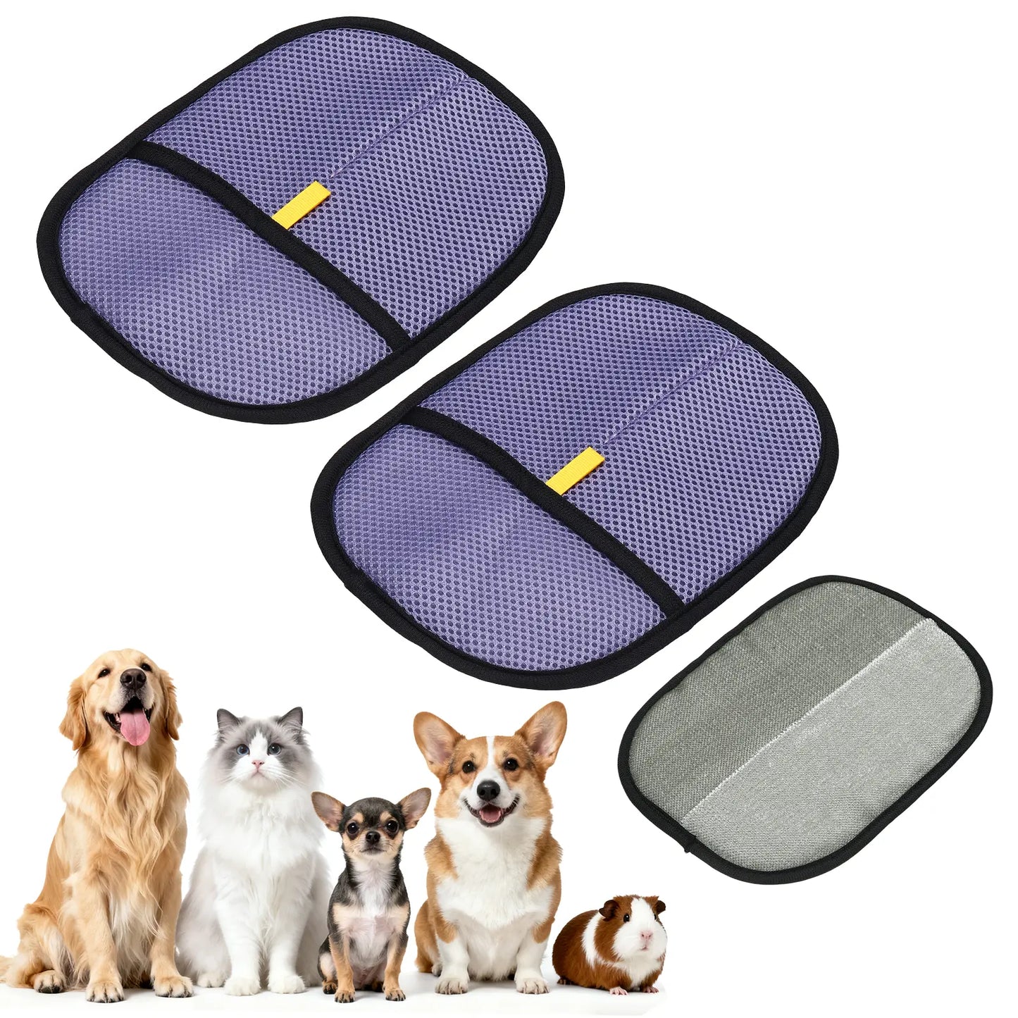 PETAXCELL Pet Hair Removal Gloves 2Pcs, Reusable Electrostatic Pet Gloves for Cats Dogs Grooming, Thickened, Intended for Clothing/Couch/Carpet/Car Seat