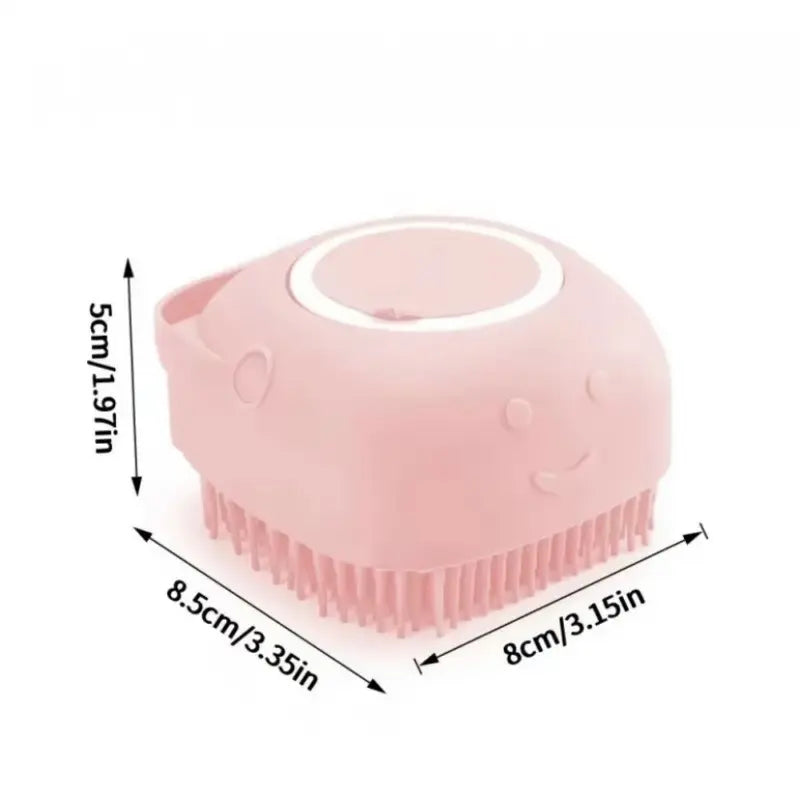 Silicone Shampoo Dispensing Massager with Soft Bristles for Dogs and Cats, Pet Grooming Shower Massage Brush