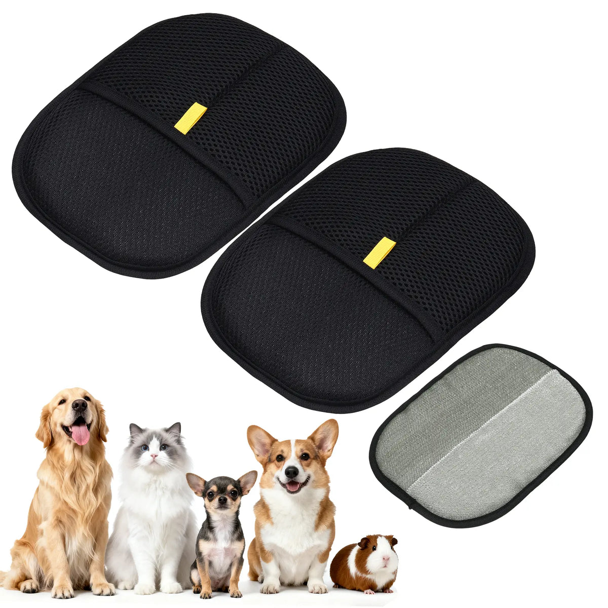 PETAXCELL Pet Hair Removal Gloves 2Pcs, Reusable Electrostatic Pet Gloves for Cats Dogs Grooming, Thickened, Intended for Clothing/Couch/Carpet/Car Seat