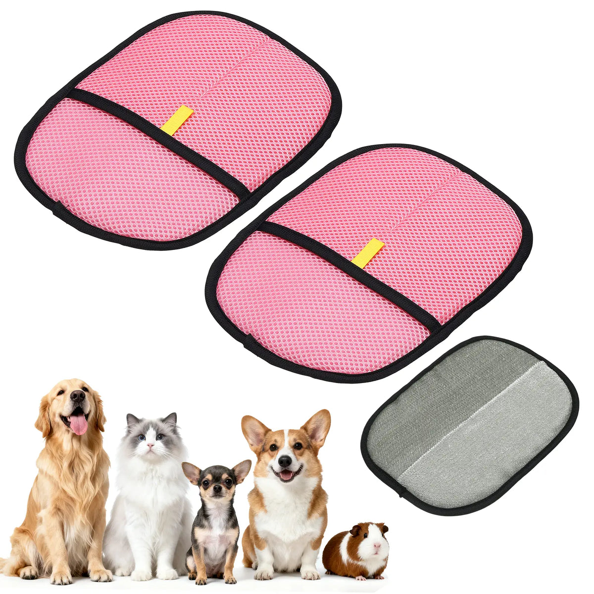 PETAXCELL Pet Hair Removal Gloves 2Pcs, Reusable Electrostatic Pet Gloves for Cats Dogs Grooming, Thickened, Intended for Clothing/Couch/Carpet/Car Seat