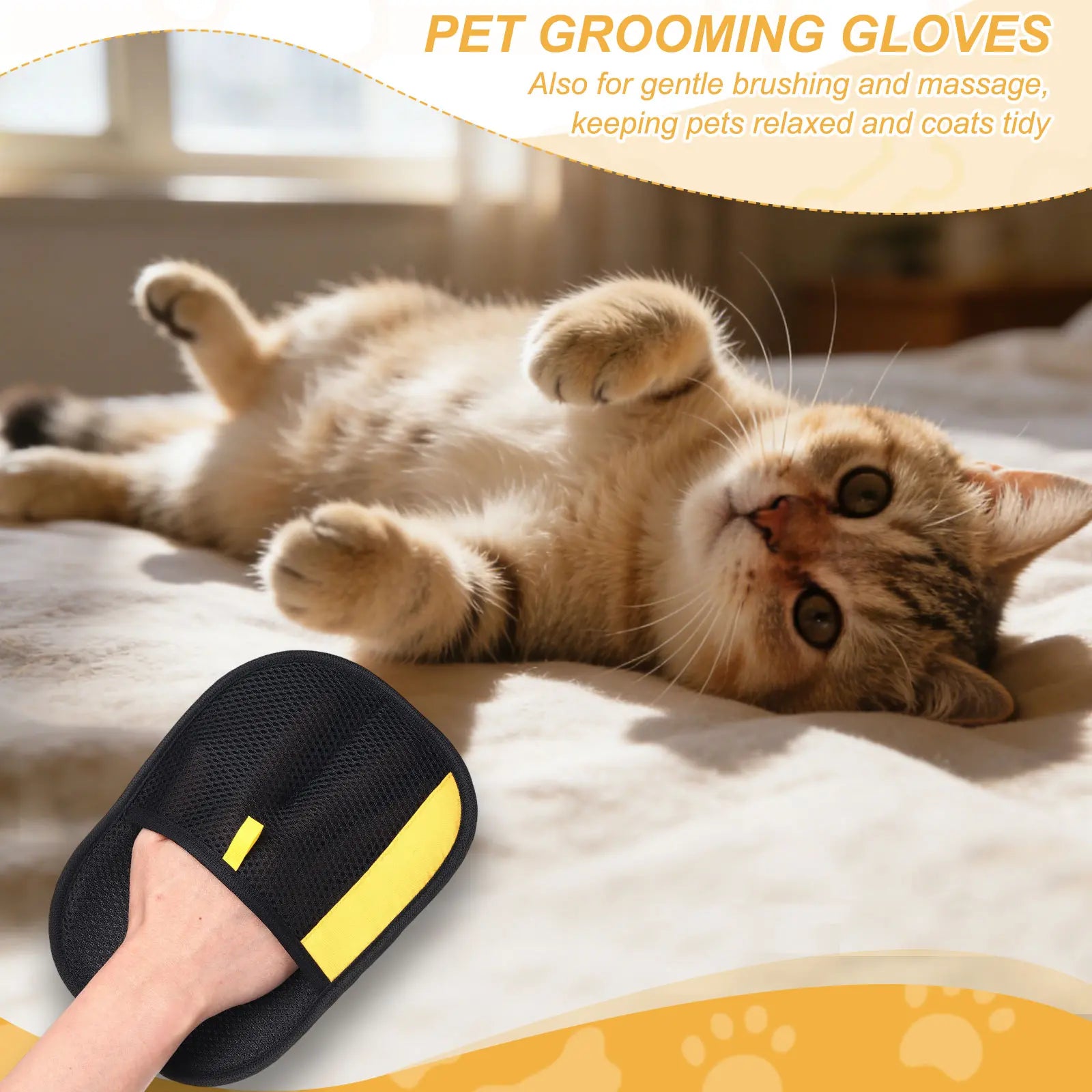 PETAXCELL Pet Hair Removal Gloves 2Pcs, Reusable Electrostatic Pet Gloves for Cats Dogs Grooming, Thickened, Intended for Clothing/Couch/Carpet/Car Seat