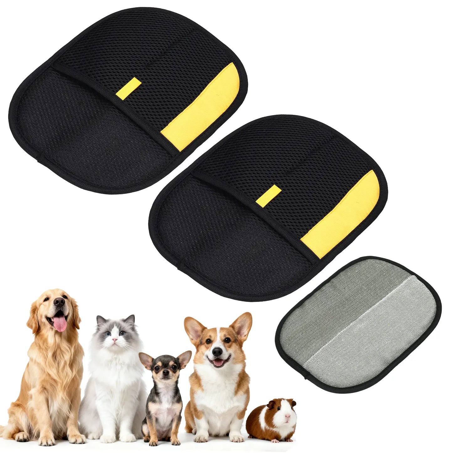 PETAXCELL Pet Hair Removal Gloves 2Pcs, Reusable Electrostatic Pet Gloves for Cats Dogs Grooming, Thickened, Intended for Clothing/Couch/Carpet/Car Seat