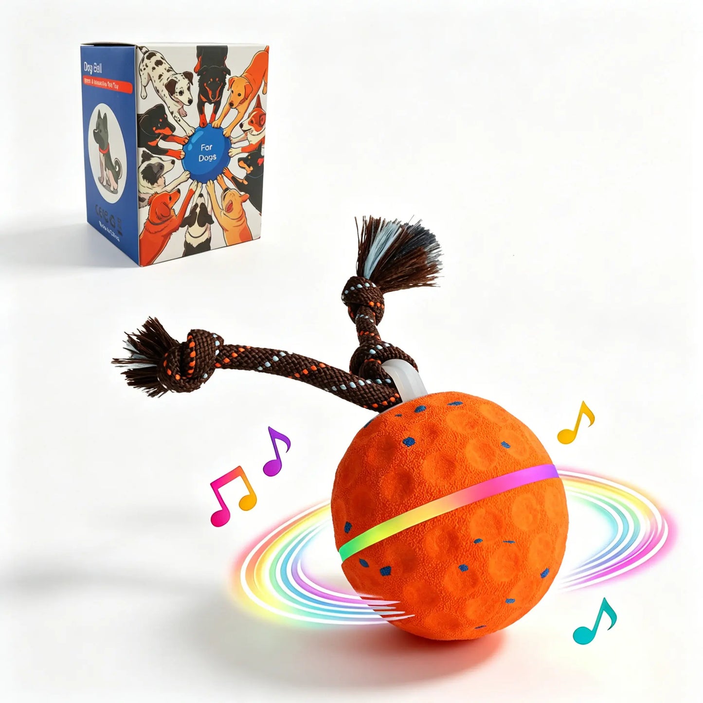 Interactive Dog Toys Ball for Boredom, 2 Modes Automatic Moving Bouncing Dog Toys for Aggressive Chewers, Durable E-TPU Smart Rolling Puppy Enrichment Toys with Rope for Medium Large Dogs